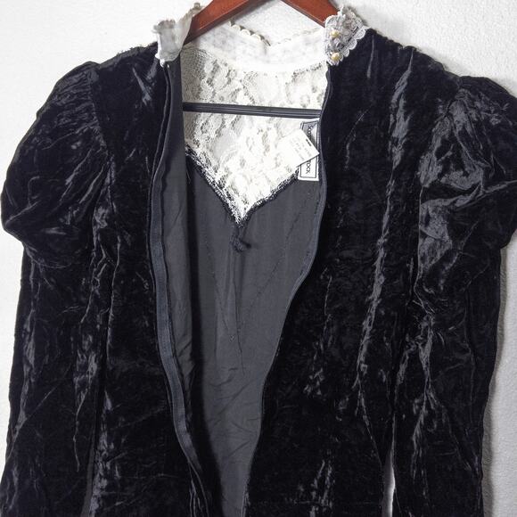 Scott McClintock Women’s Dress Dark Romantic Crushed Velvet Lace Vintage Sz 10 - Picture 4 of 13